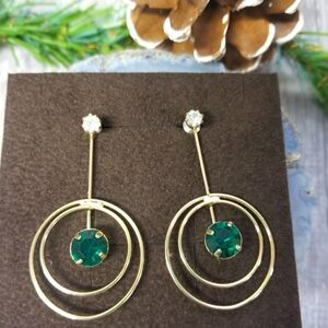 Elegant goldtone and rhinestones 2 in 1 earrings